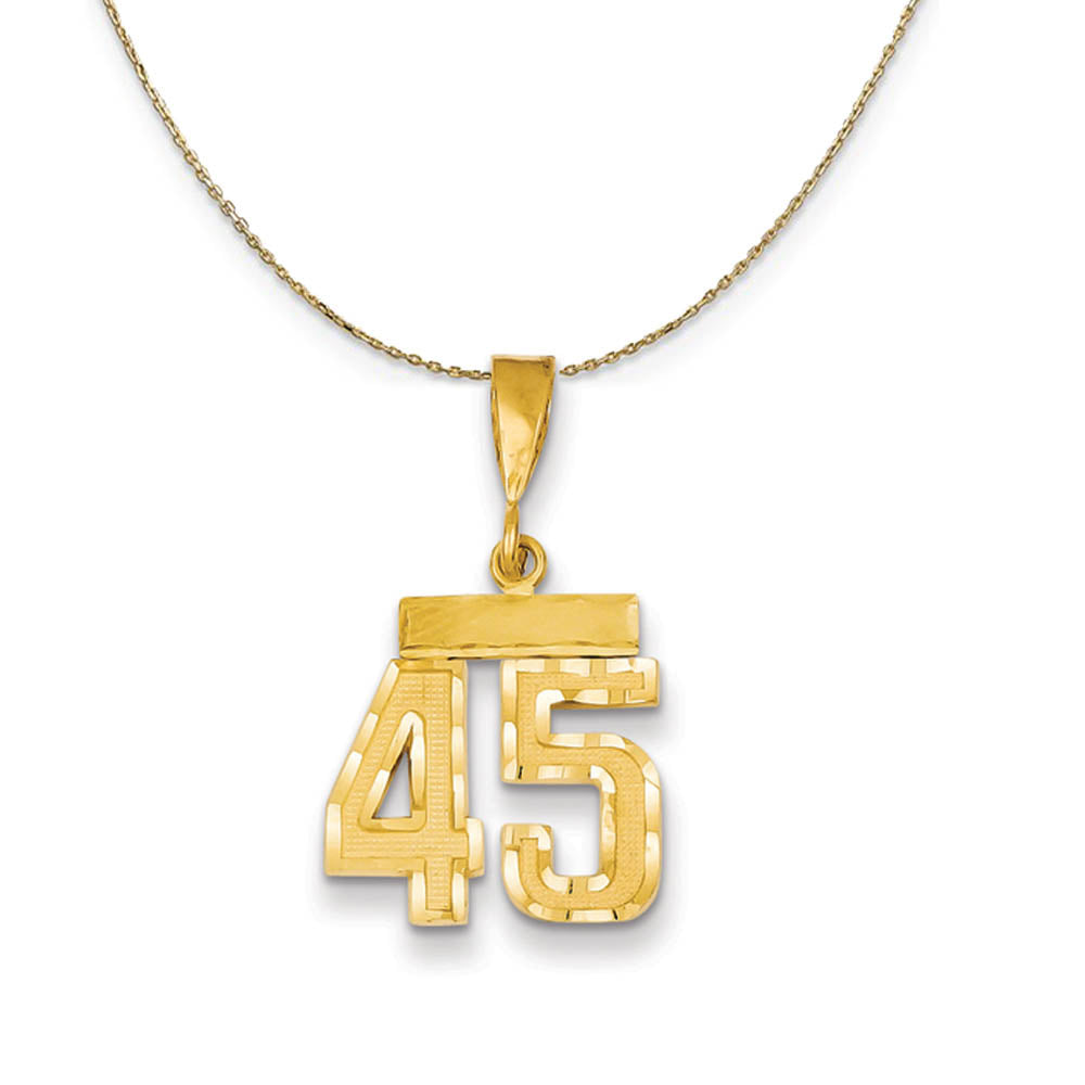 14k Yellow Gold, Varsity, Sm D/C Necklace Number 45, Item N19915 by The Black Bow Jewelry Co.