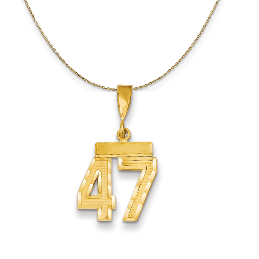 14k Yellow Gold, Varsity, Sm D/C Necklace Number 47, Item N19917 by The Black Bow Jewelry Co.