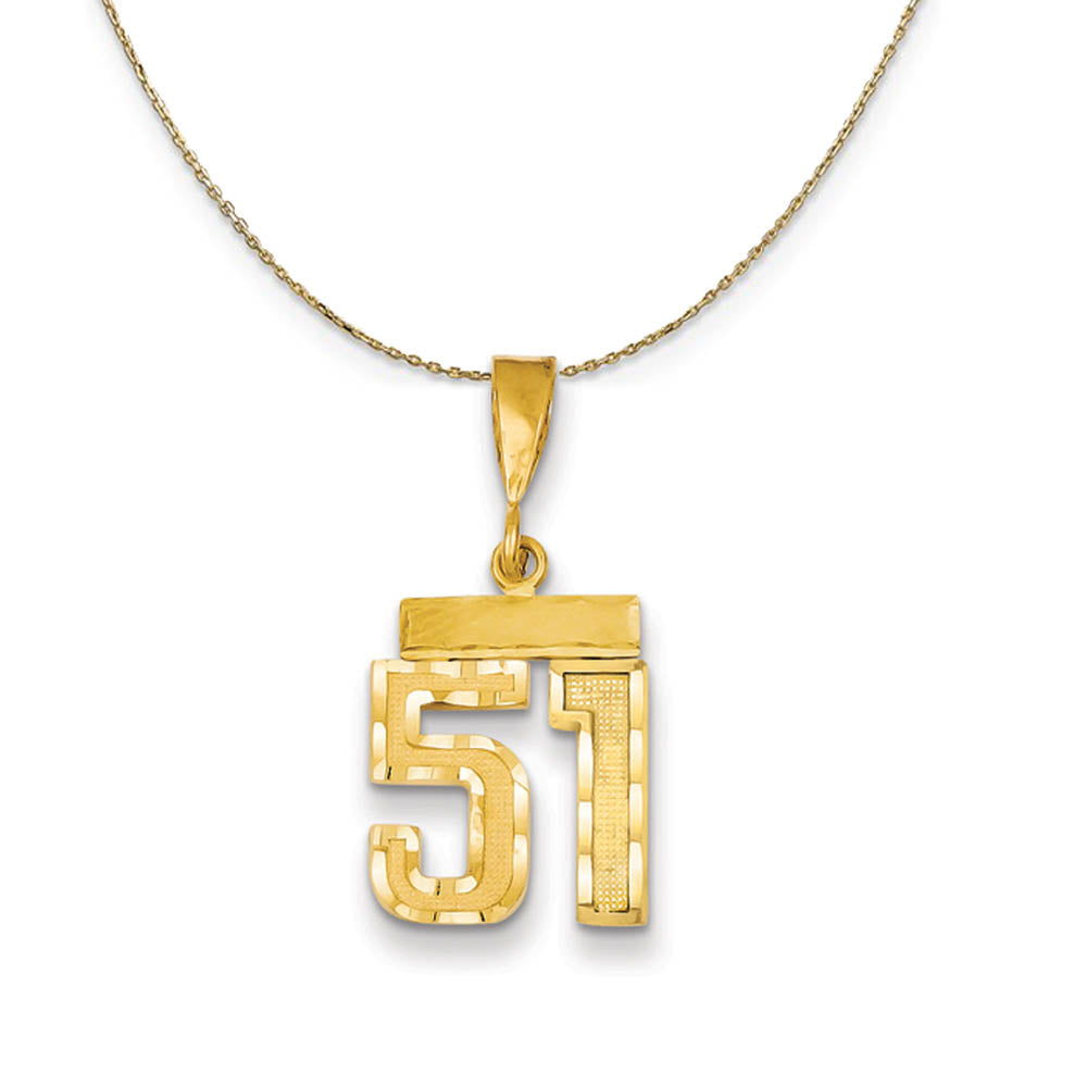 14k Yellow Gold, Varsity, Sm D/C Necklace Number 51, Item N19922 by The Black Bow Jewelry Co.