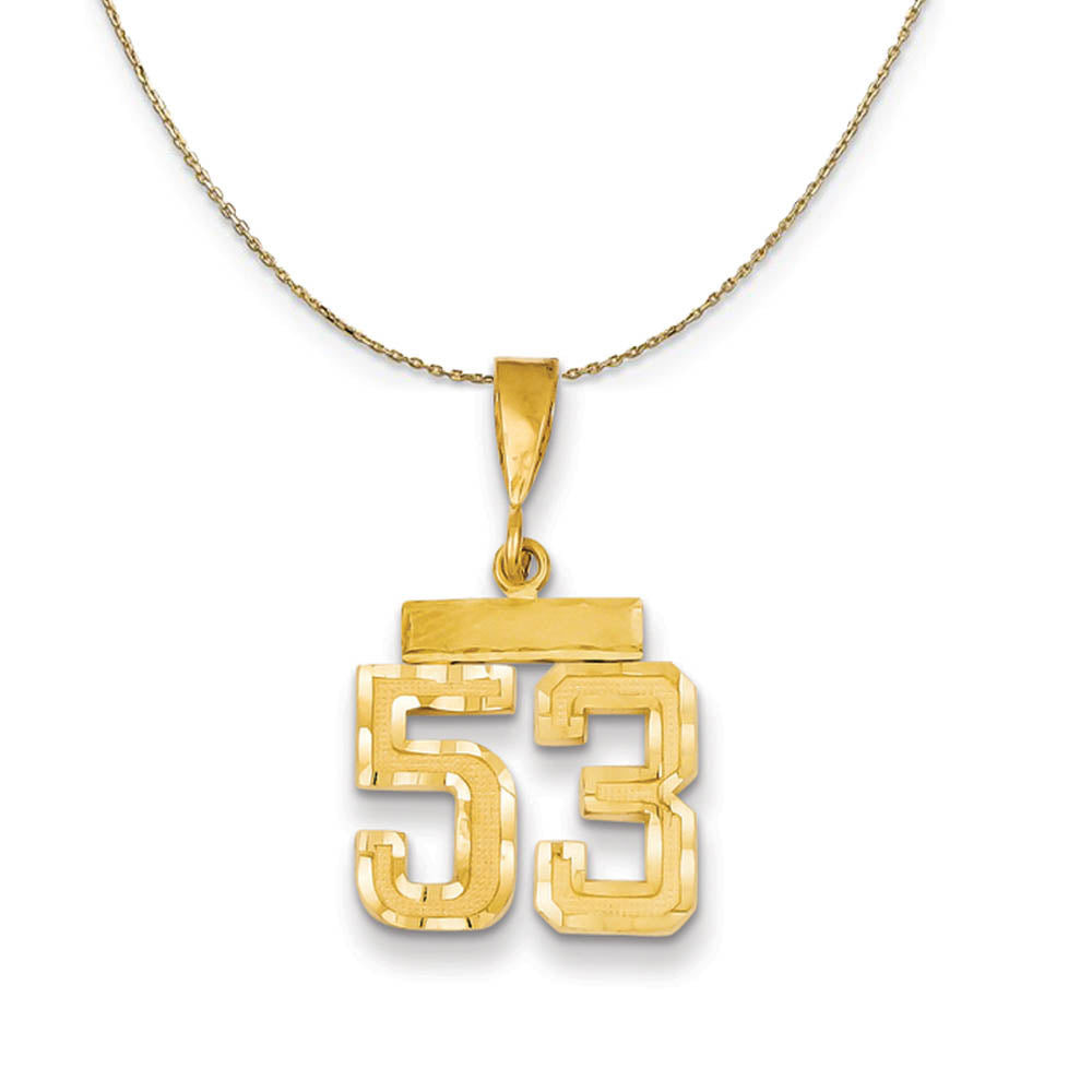 14k Yellow Gold, Varsity, Sm D/C Necklace Number 53, Item N19924 by The Black Bow Jewelry Co.