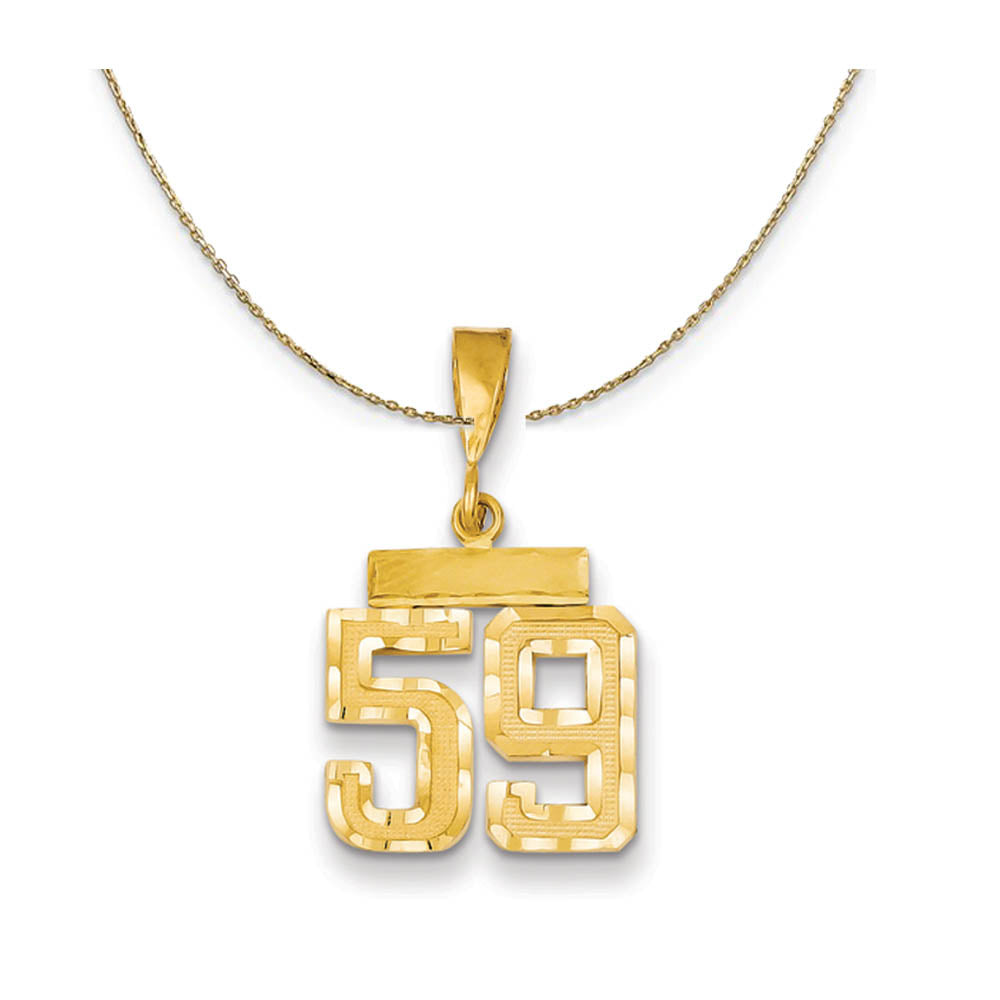 14k Yellow Gold, Varsity, Sm D/C Necklace Number 59, Item N19930 by The Black Bow Jewelry Co.