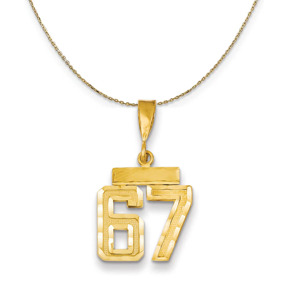 14k Yellow Gold, Varsity, Sm D/C Necklace Number 67, Item N19939 by The Black Bow Jewelry Co.