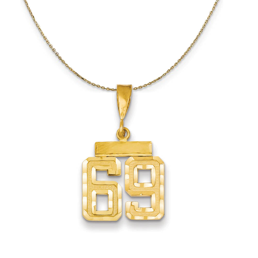 14k Yellow Gold, Varsity, Sm D/C Necklace Number 69, Item N19941 by The Black Bow Jewelry Co.