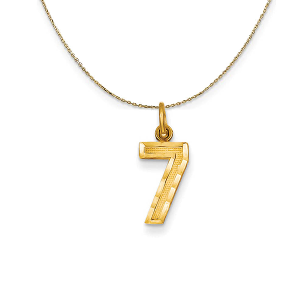 14k Yellow Gold, Varsity, Sm D/C Necklace Number 7, Item N19942 by The Black Bow Jewelry Co.