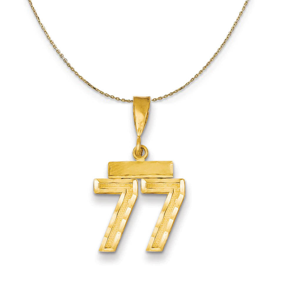 14k Yellow Gold, Varsity, Sm D/C Necklace Number 77, Item N19950 by The Black Bow Jewelry Co.