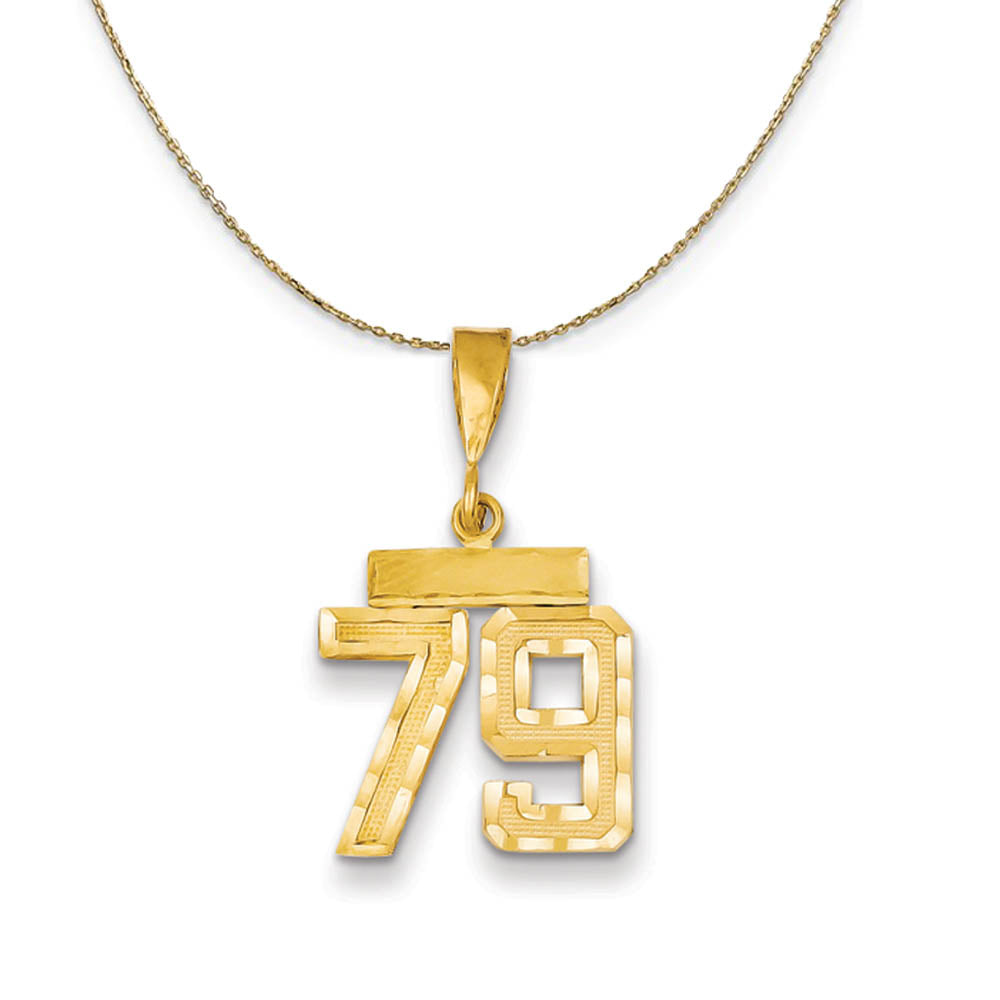 14k Yellow Gold, Varsity, Sm D/C Necklace Number 79, Item N19952 by The Black Bow Jewelry Co.