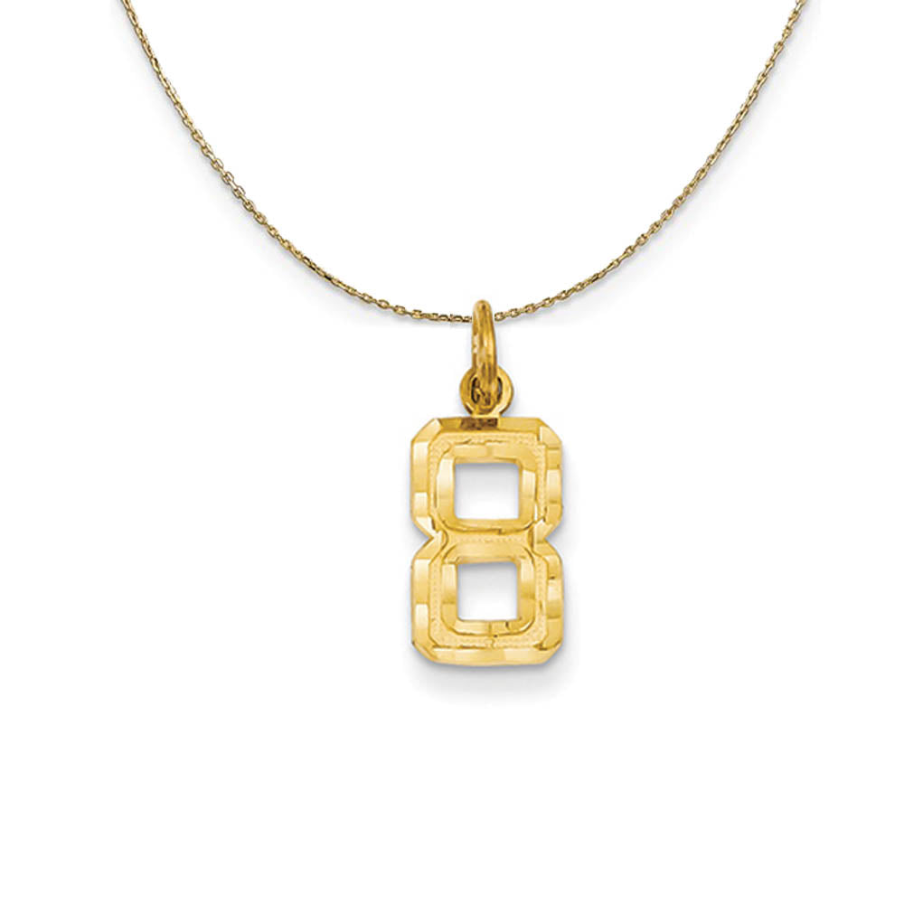 14k Yellow Gold, Varsity, Sm D/C Necklace Number 8, Item N19953 by The Black Bow Jewelry Co.