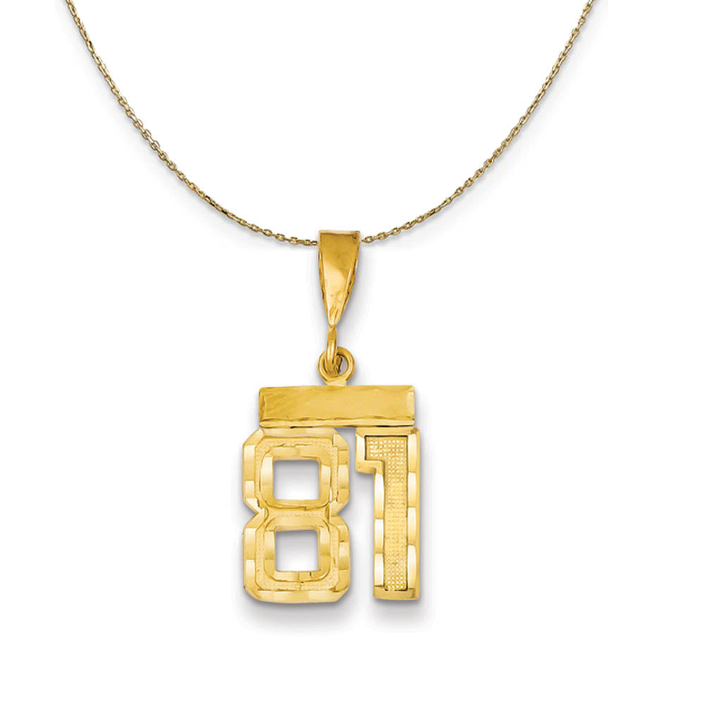 14k Yellow Gold, Varsity, Sm D/C Necklace Number 81, Item N19955 by The Black Bow Jewelry Co.