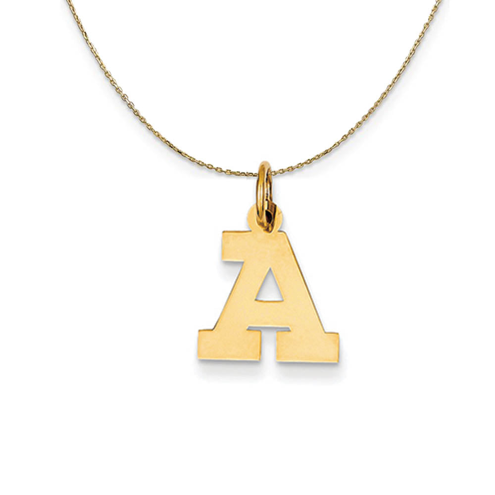 14k Yellow Gold, Amanda, Sm Block Initial A Necklace, Item N19975 by The Black Bow Jewelry Co.