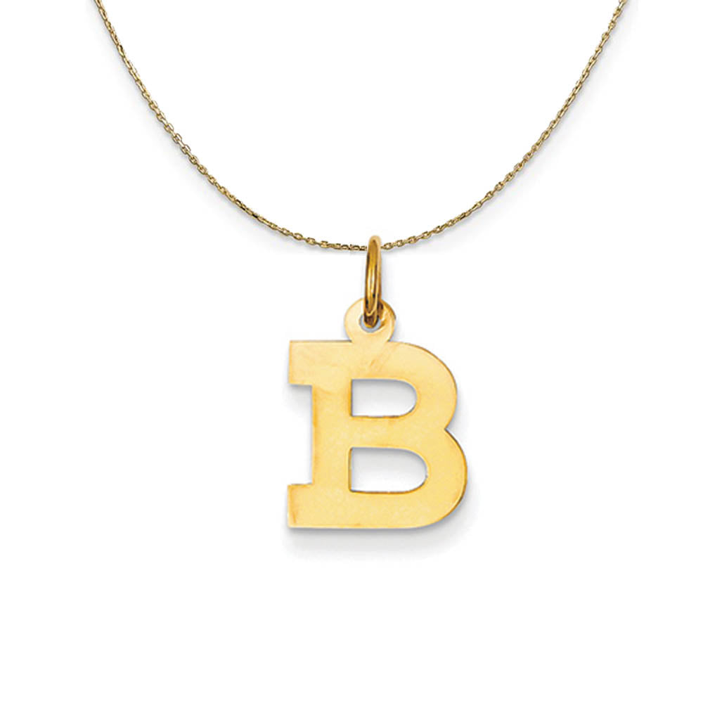 14k Yellow Gold, Amanda, Sm Block Initial B Necklace, Item N19976 by The Black Bow Jewelry Co.