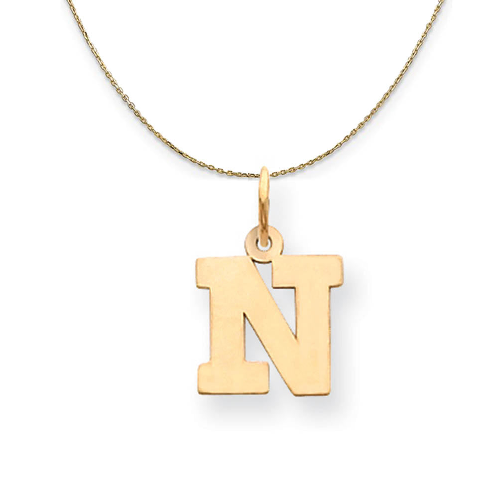 14k Yellow Gold, Amanda, Sm Block Initial N Necklace, Item N19988 by The Black Bow Jewelry Co.