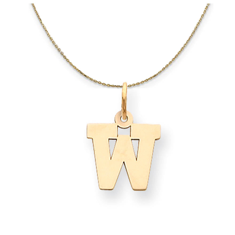 14k Yellow Gold, Amanda, Sm Block Initial W Necklace, Item N19995 by The Black Bow Jewelry Co.