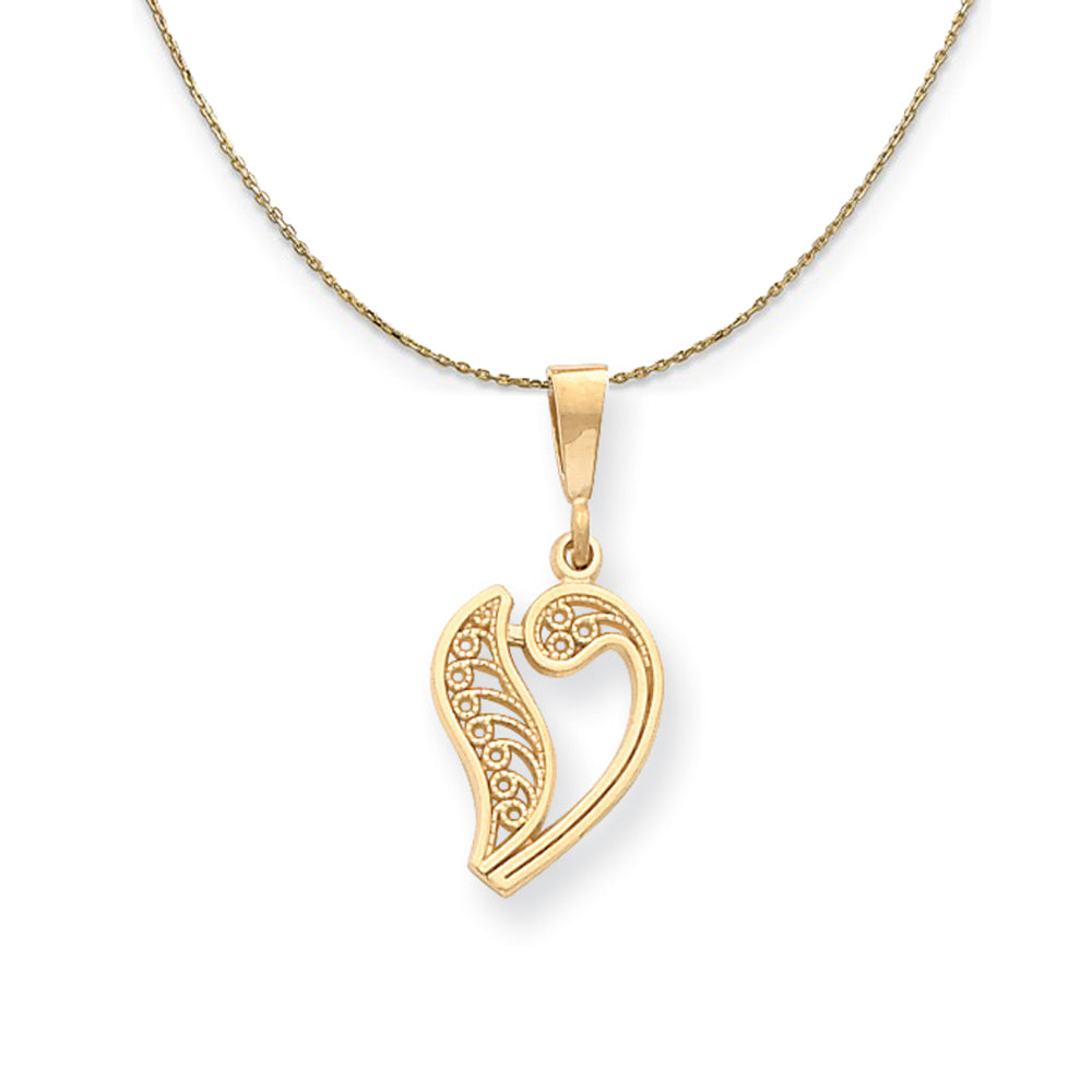14k Yellow Gold, Maci, LG Filigree Script Initial V Necklace, Item N20014 by The Black Bow Jewelry Co.