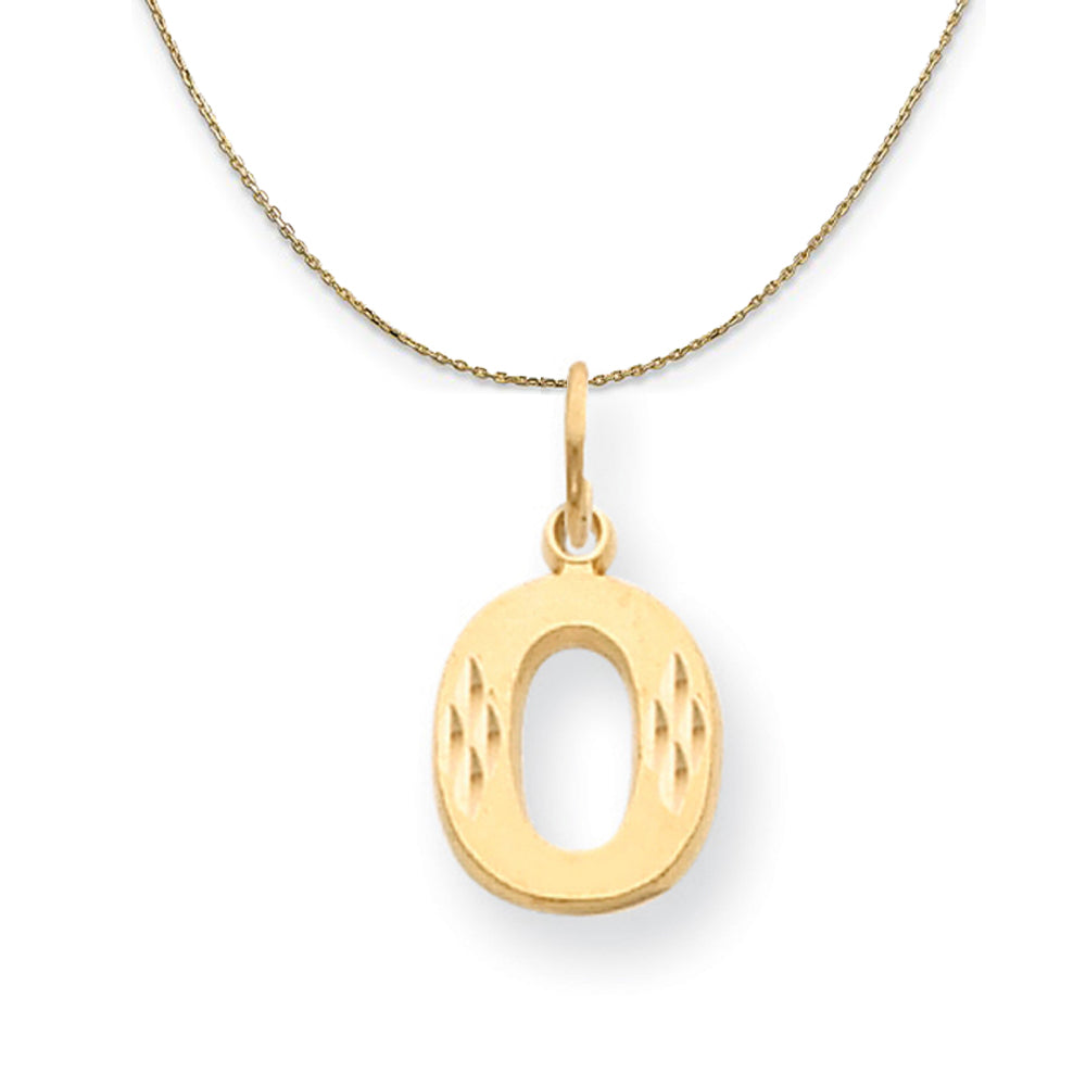 14k Yellow Gold, Julia, Sm Satin Block Initial O Necklace, Item N20030 by The Black Bow Jewelry Co.