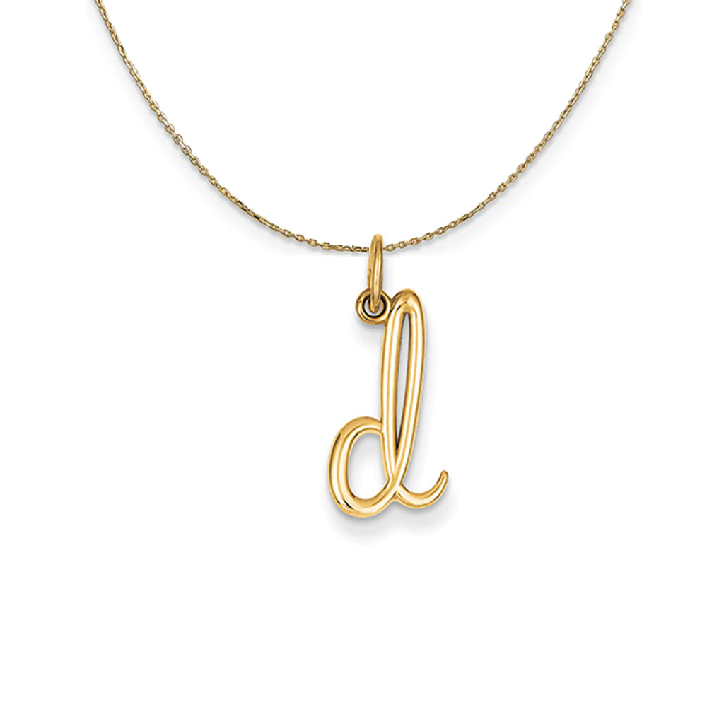 14k Yellow Gold, Claire Mini Lower Case Initial D Necklace - 16 Inch -  Black Bow Jewelry Company, image size:1000x1000