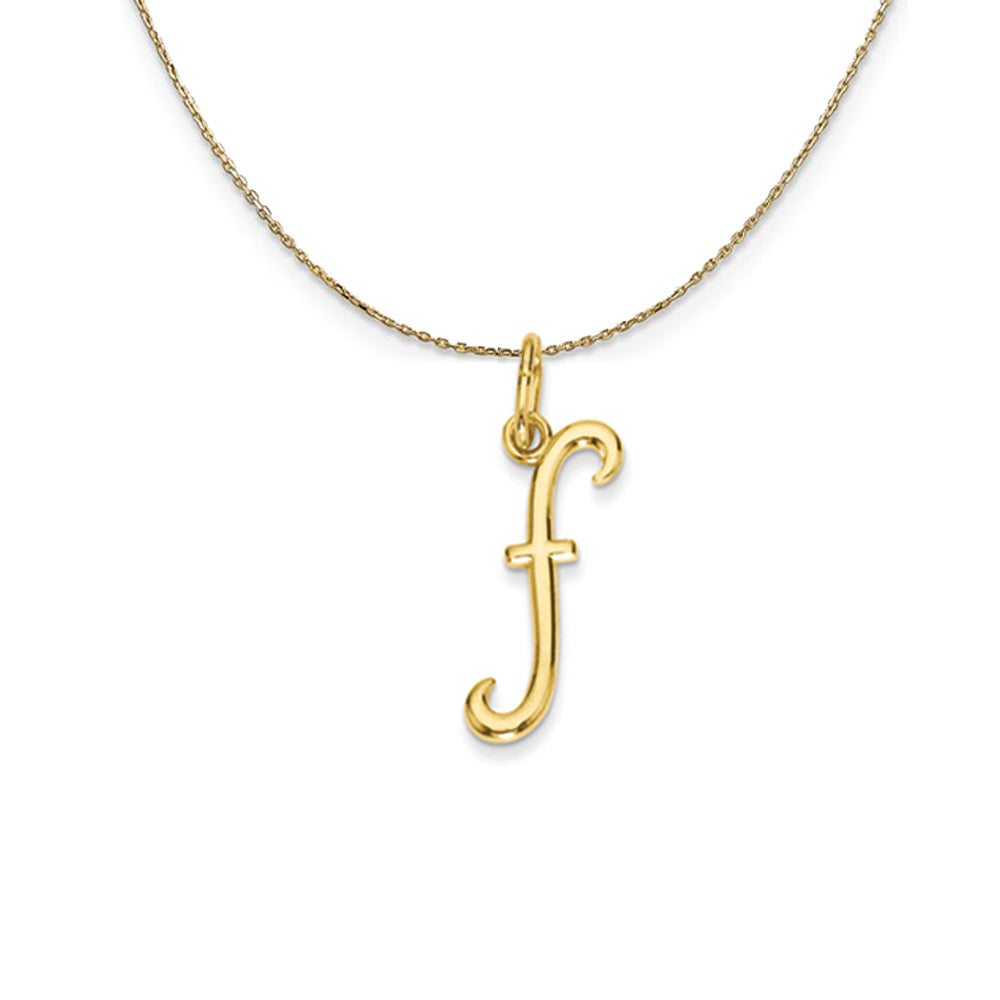 14k Yellow Gold, Claire Mini Lower Case Initial F Necklace, Item N20042 by The Black Bow Jewelry Co.
