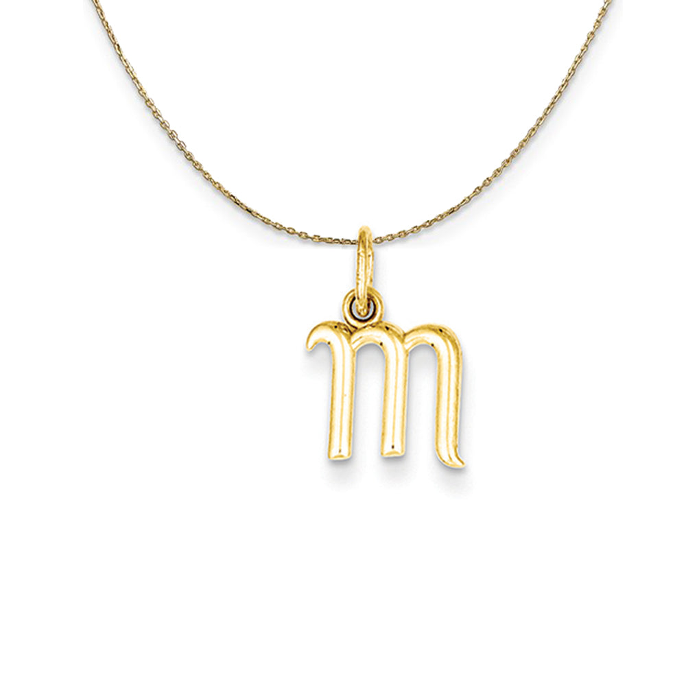 14k Yellow Gold, Claire Mini Lower Case Initial M Necklace, Item N20049 by The Black Bow Jewelry Co.