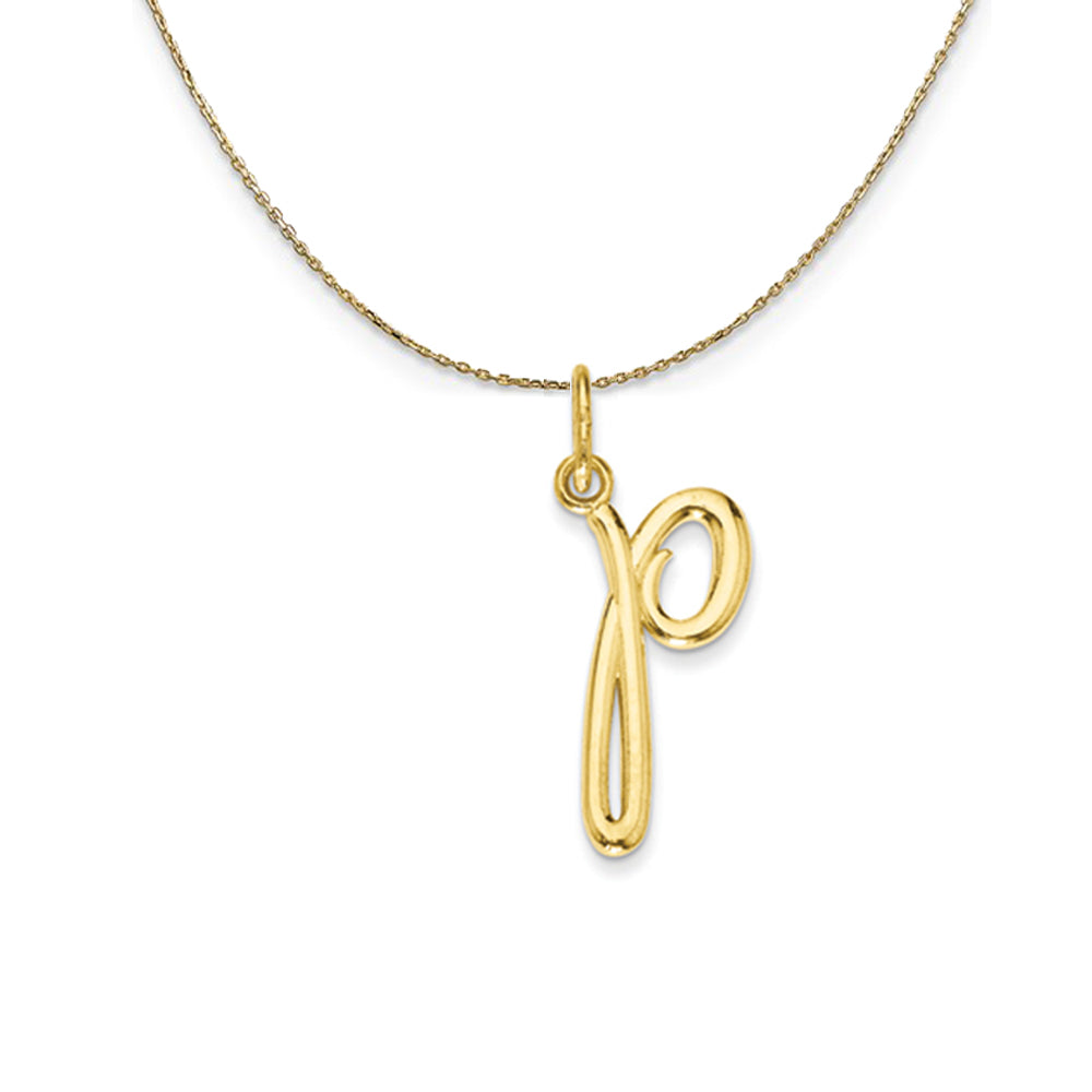 14k Yellow Gold, Claire Mini Lower Case Initial P Necklace, Item N20052 by The Black Bow Jewelry Co.