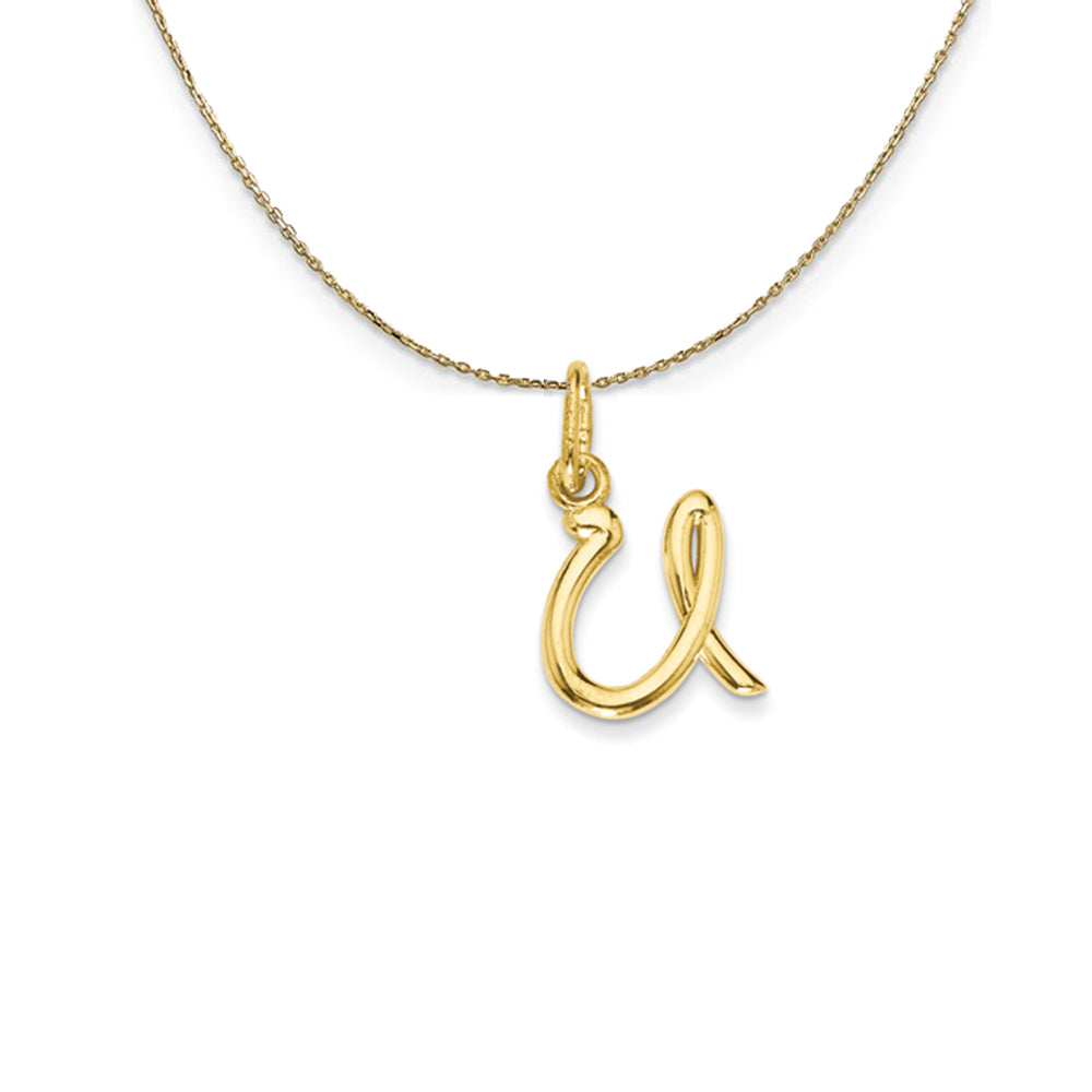 14k Yellow Gold, Claire Mini Lower Case Initial U Necklace, Item N20056 by The Black Bow Jewelry Co.