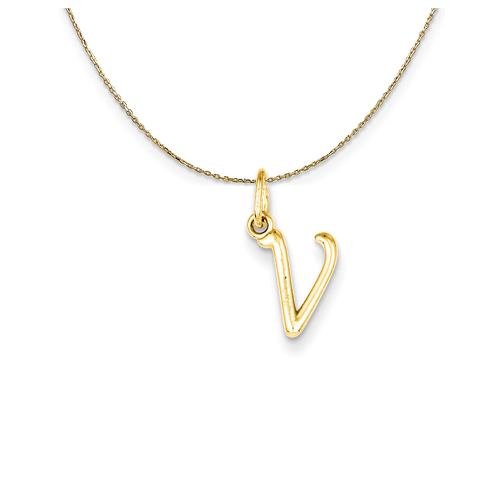 14k Yellow Gold, Claire Mini Lower Case Initial V Necklace, Item N20057 by The Black Bow Jewelry Co.