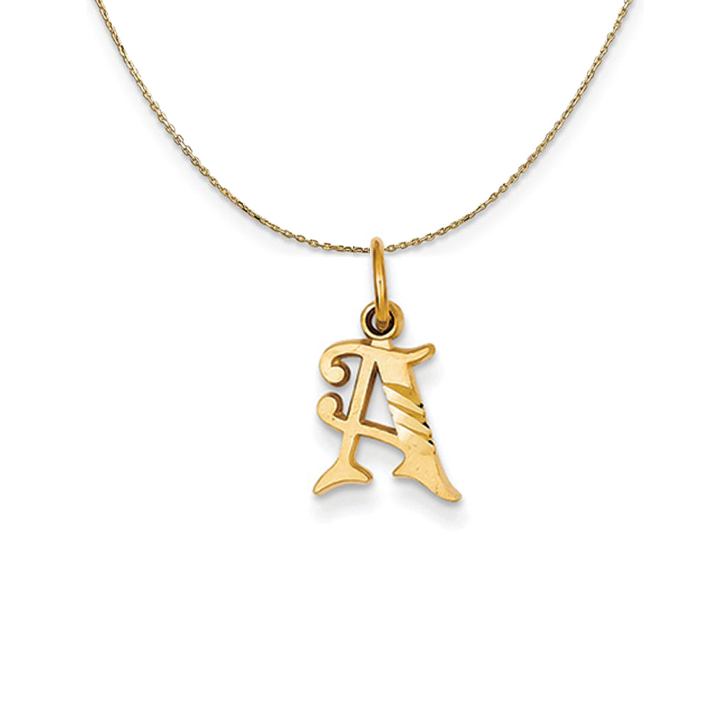 14k Yellow Gold, Isabelle, Mini Letter A Initial Necklace, Item N20098 by The Black Bow Jewelry Co.