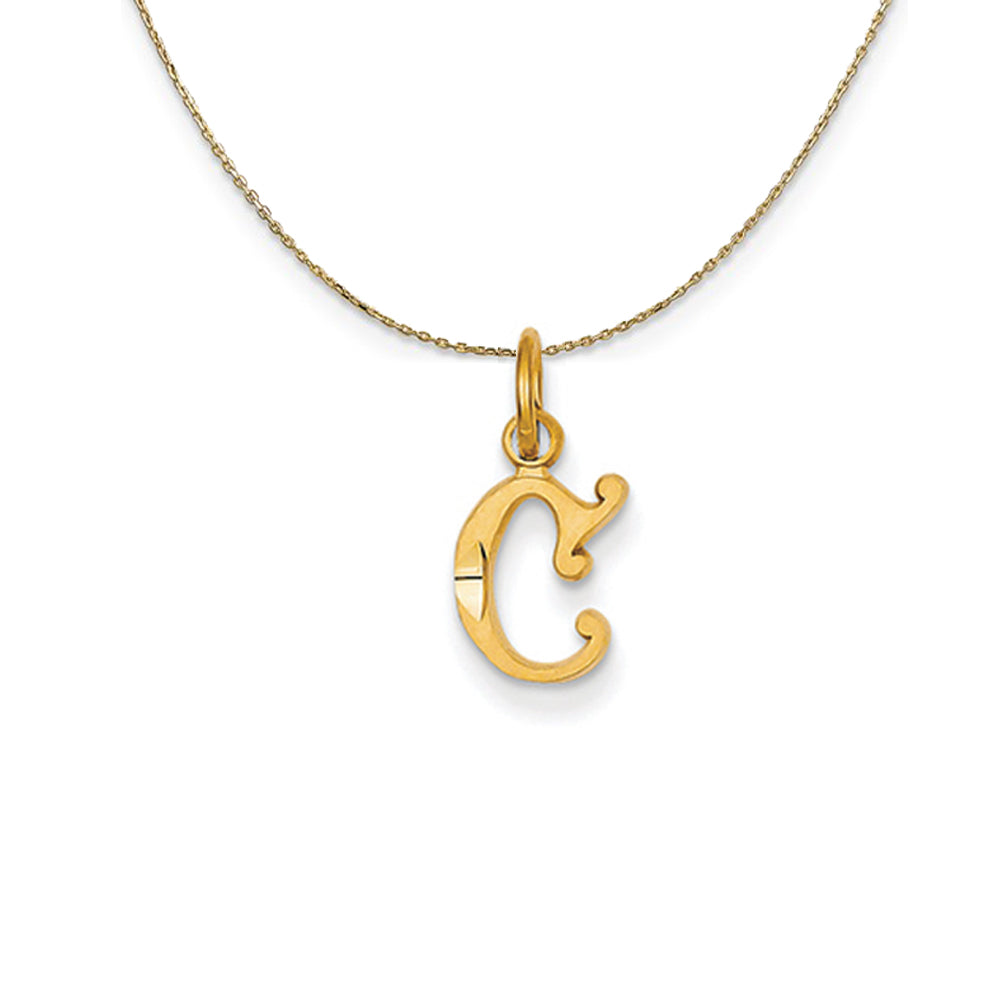 14k Yellow Gold, Isabelle, Mini Letter C Initial Necklace, Item N20100 by The Black Bow Jewelry Co.
