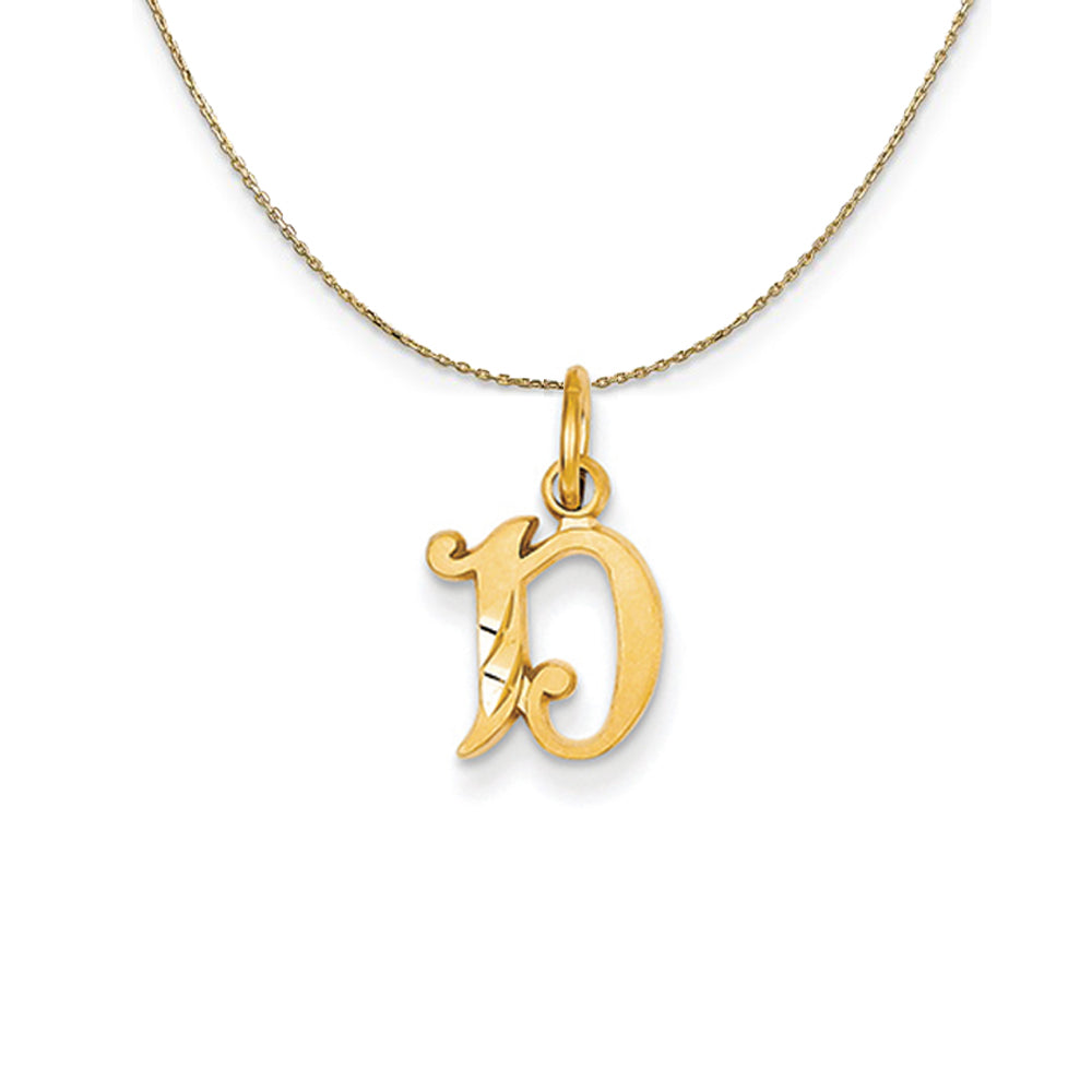 14k Yellow Gold, Isabelle, Mini Letter D Initial Necklace, Item N20101 by The Black Bow Jewelry Co.