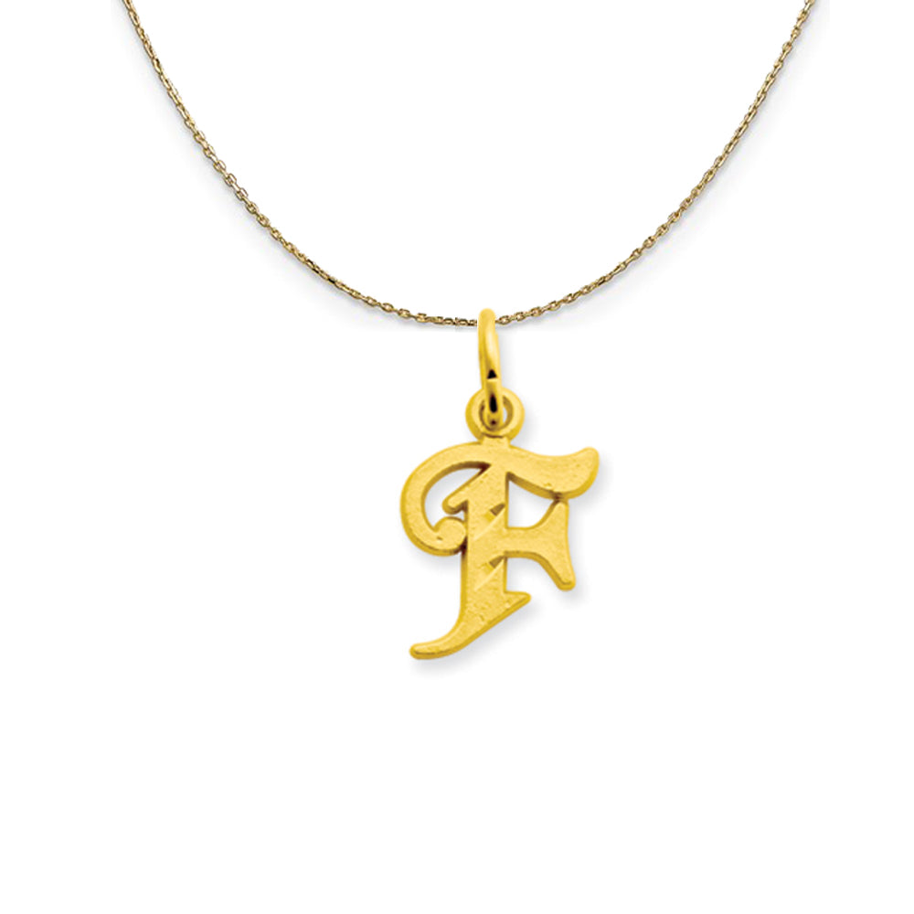 14k Yellow Gold, Isabelle, Mini Letter F Initial Necklace, Item N20103 by The Black Bow Jewelry Co.
