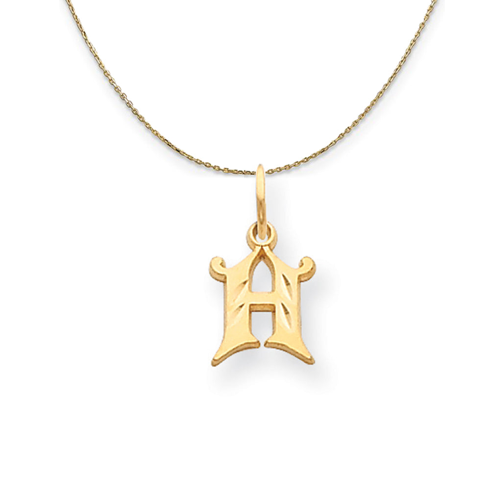 14k Yellow Gold, Isabelle, Mini Letter H Initial Necklace, Item N20105 by The Black Bow Jewelry Co.