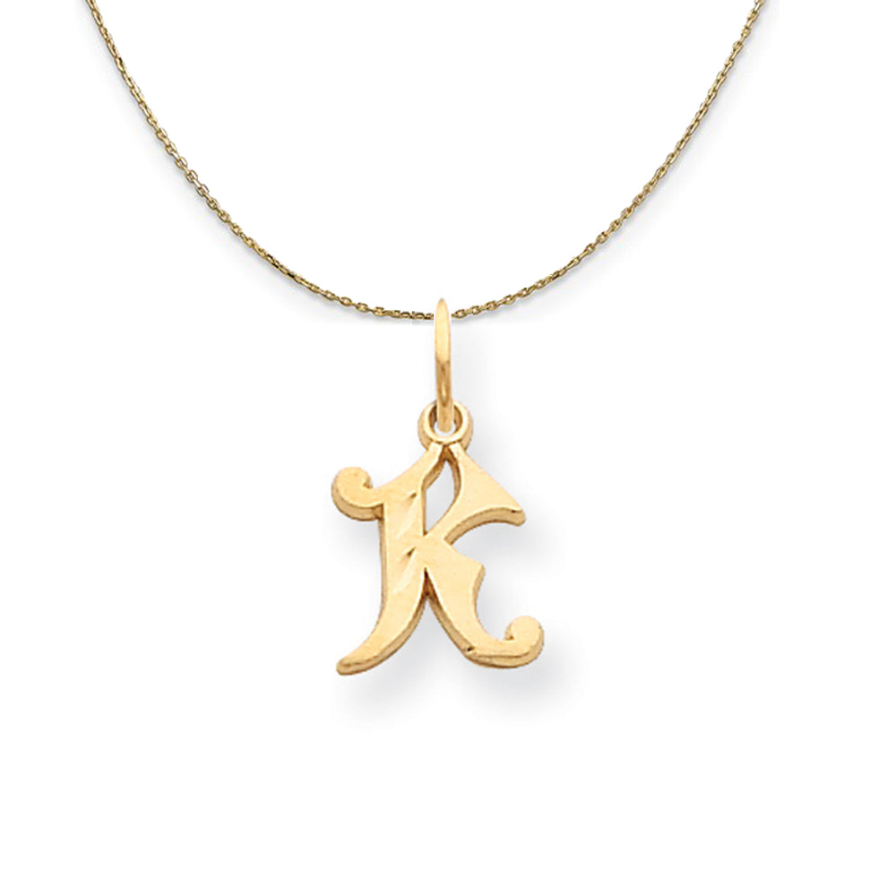 14k Yellow Gold, Isabelle, Mini Letter K Initial Necklace, Item N20108 by The Black Bow Jewelry Co.
