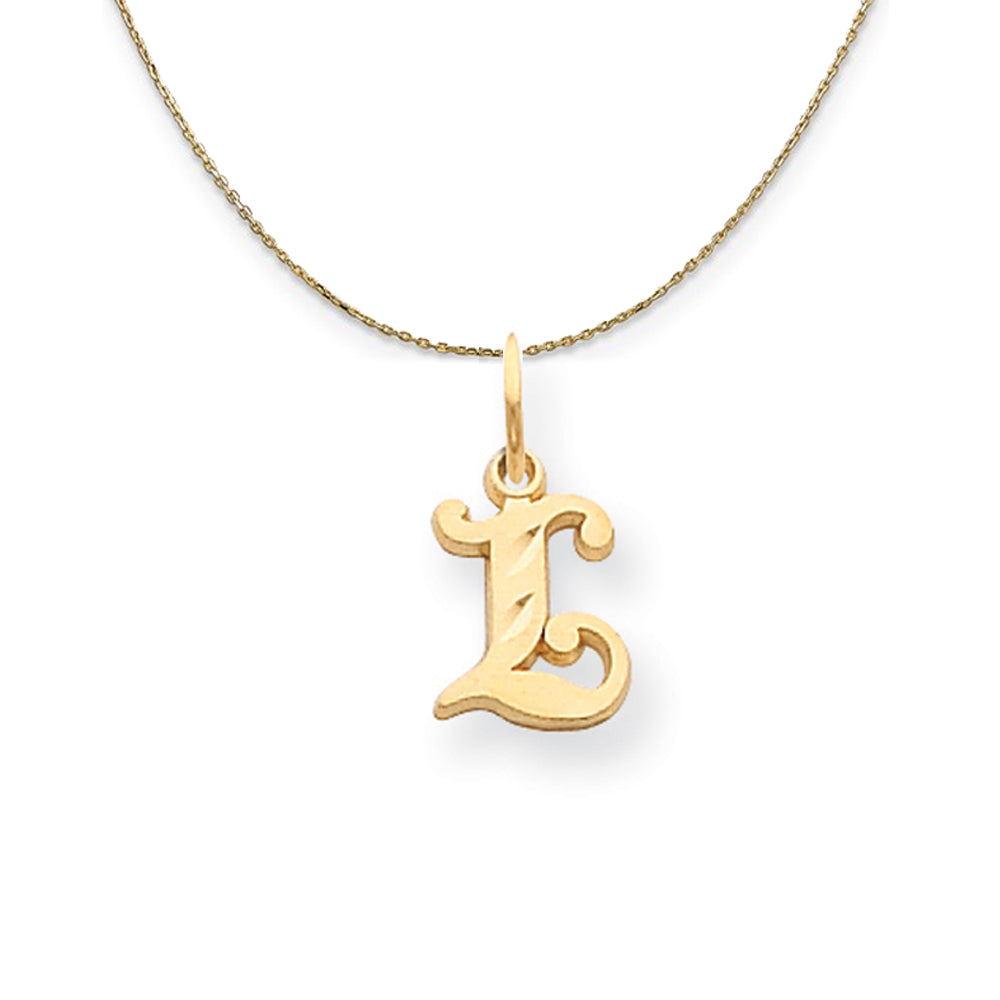 14k Yellow Gold, Isabelle, Mini Letter L Initial Necklace, Item N20109 by The Black Bow Jewelry Co.
