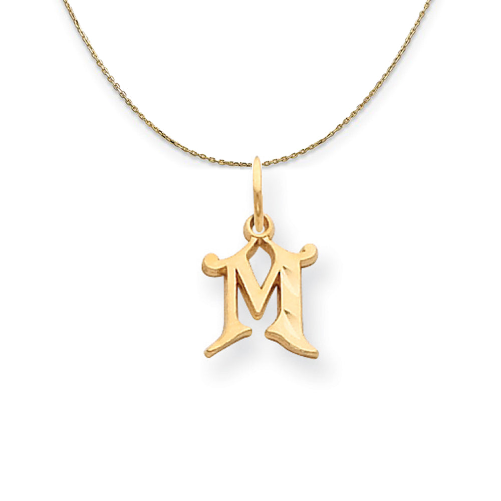 14k Yellow Gold, Isabelle, Mini Letter M Initial Necklace, Item N20110 by The Black Bow Jewelry Co.
