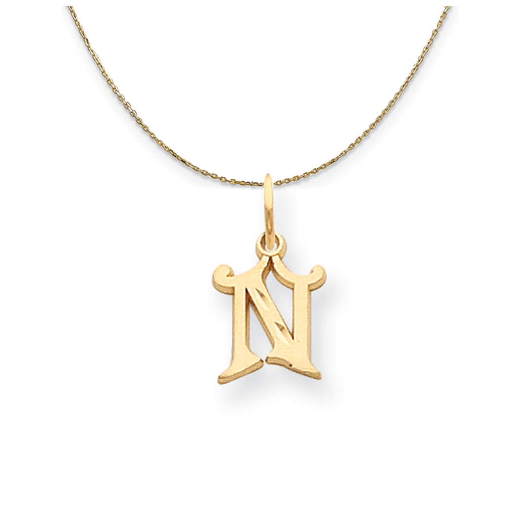 14k Yellow Gold, Isabelle, Mini Letter N Initial Necklace, Item N20111 by The Black Bow Jewelry Co.