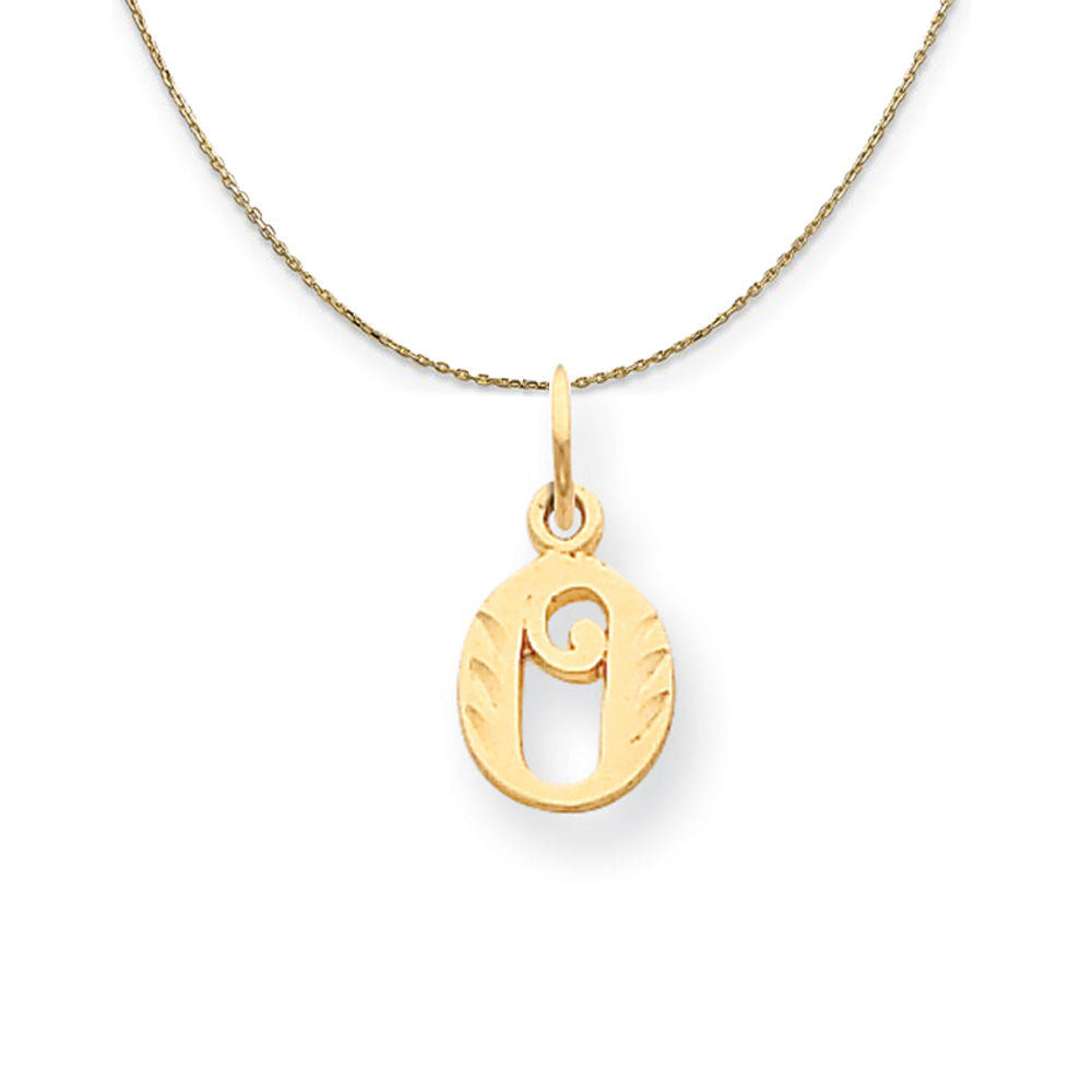 14k Yellow Gold, Isabelle, Mini Letter O Initial Necklace, Item N20112 by The Black Bow Jewelry Co.