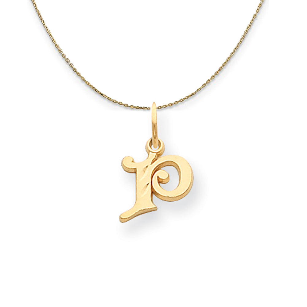 14k Yellow Gold, Isabelle, Mini Letter P Initial Necklace, Item N20113 by The Black Bow Jewelry Co.