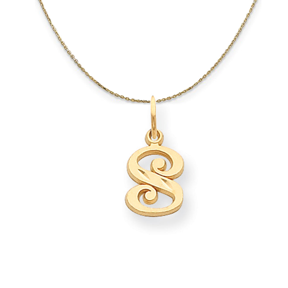 14k Yellow Gold, Isabelle, Mini Letter S Initial Necklace, Item N20115 by The Black Bow Jewelry Co.