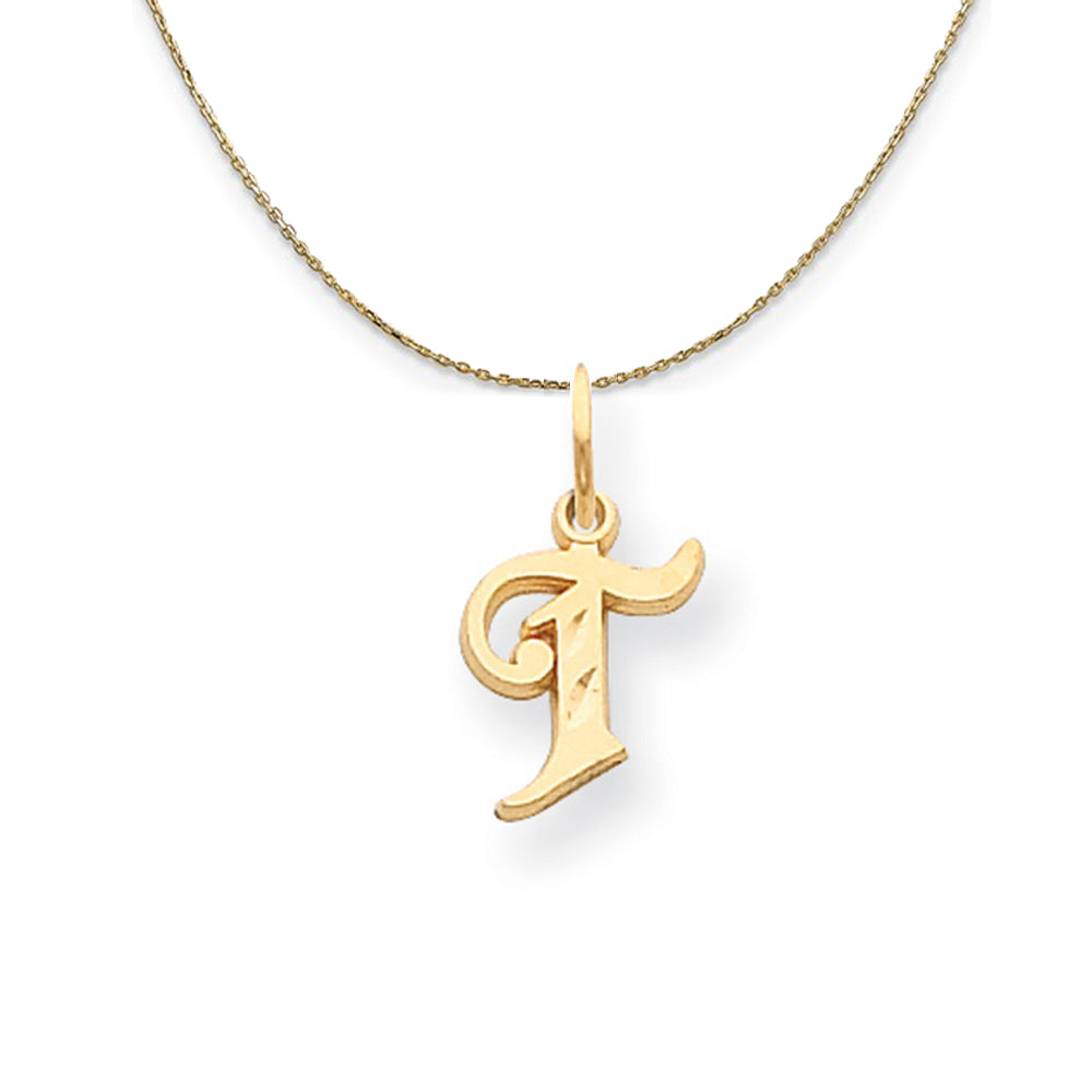 14k Yellow Gold, Isabelle, Mini Letter T Initial Necklace, Item N20116 by The Black Bow Jewelry Co.