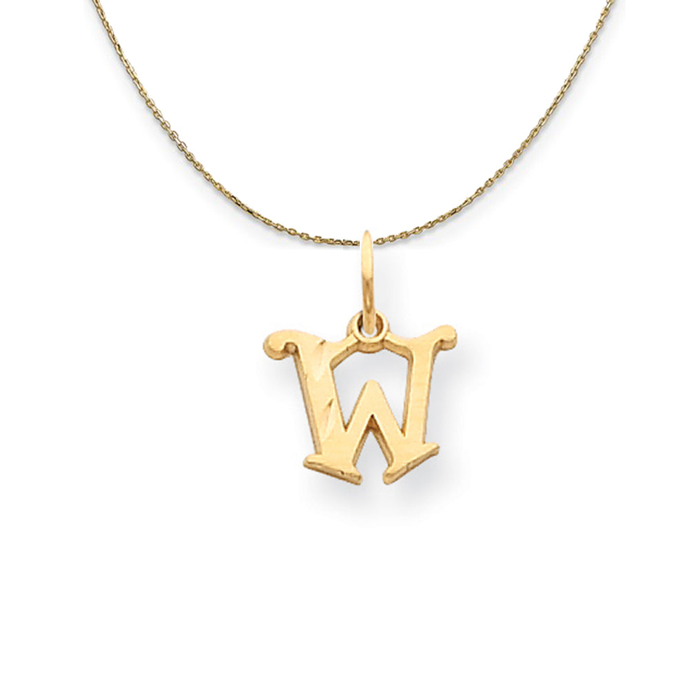 14k Yellow Gold, Isabelle, Mini Letter W Initial Necklace, Item N20118 by The Black Bow Jewelry Co.
