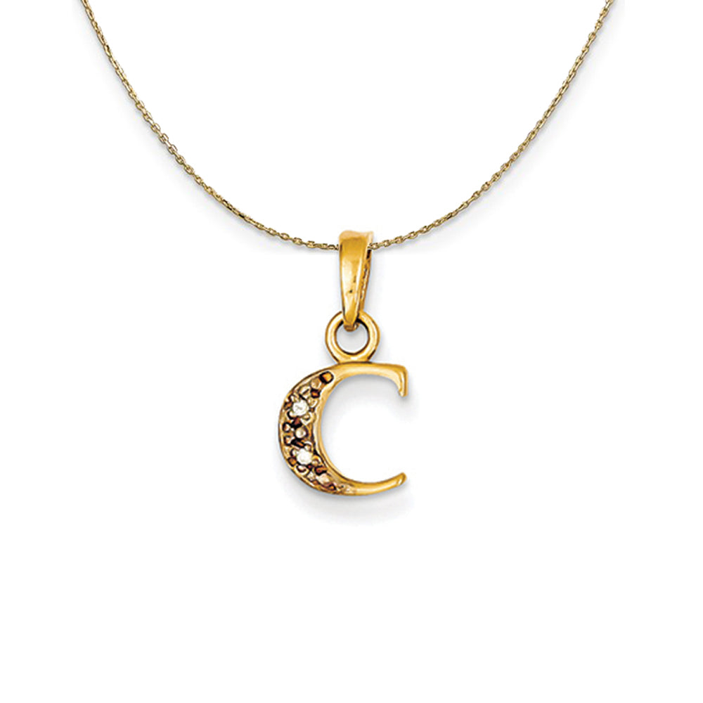 14k Yellow Gold Chloe Mini Diamond Accent initial C Necklace, Item N20163 by The Black Bow Jewelry Co.
