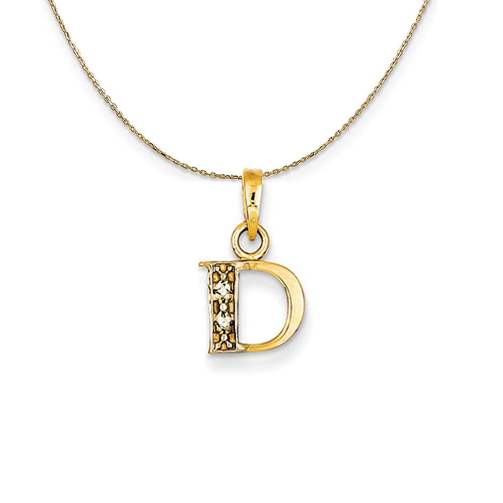 14k Yellow Gold Chloe Mini Diamond Accent initial D Necklace, Item N20164 by The Black Bow Jewelry Co.