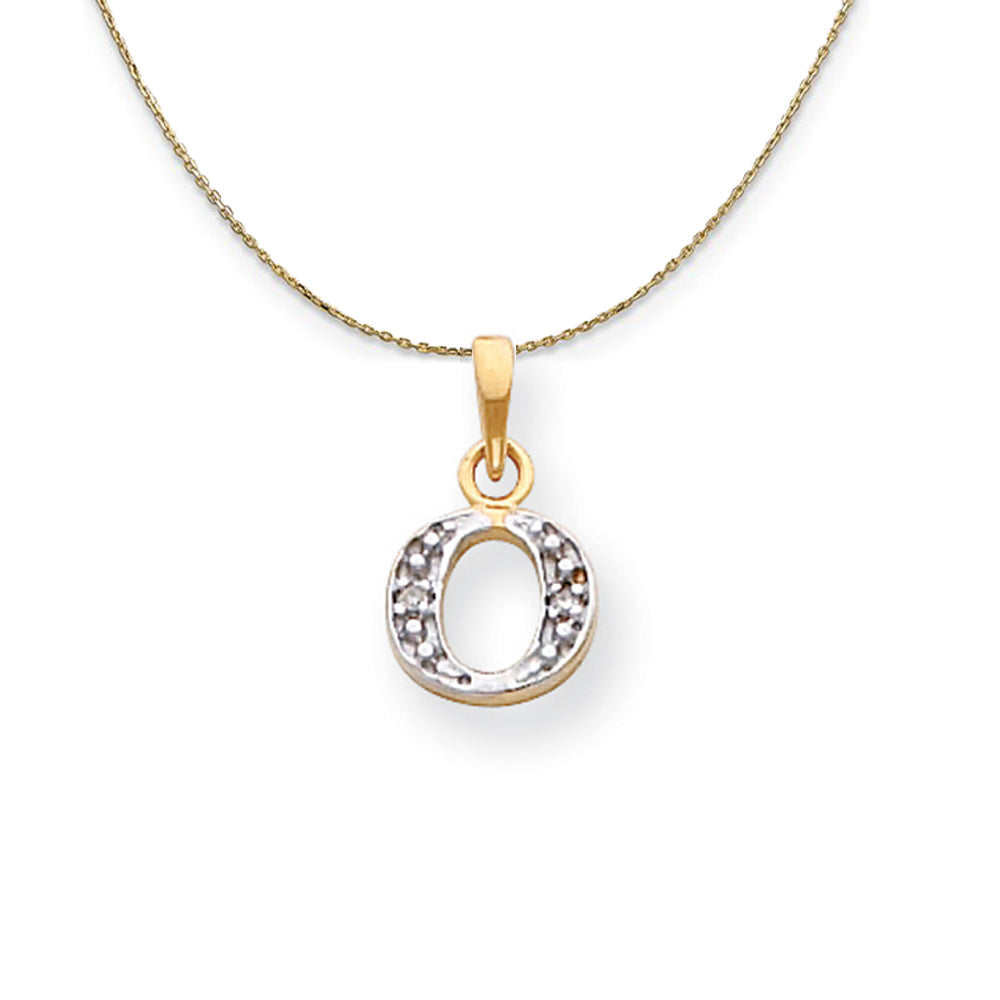 14k Yellow Gold Chloe Mini Diamond Accent initial O Necklace, Item N20175 by The Black Bow Jewelry Co.
