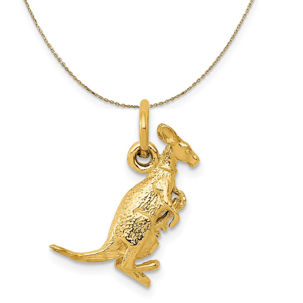 14k Yellow Gold Kangaroo with Joey Necklace, Item N20182 by The Black Bow Jewelry Co.