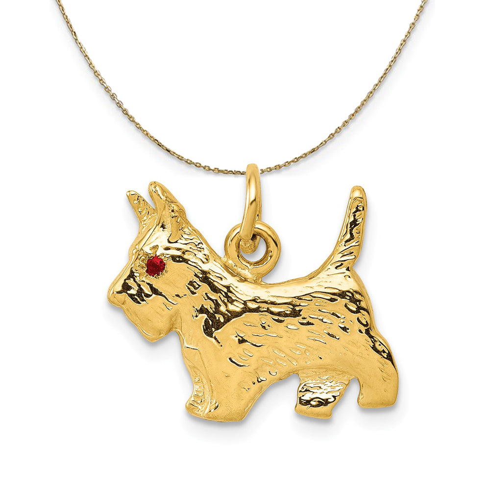 14k Yellow Gold and Ruby Scottie Necklace, Item N20183 by The Black Bow Jewelry Co.