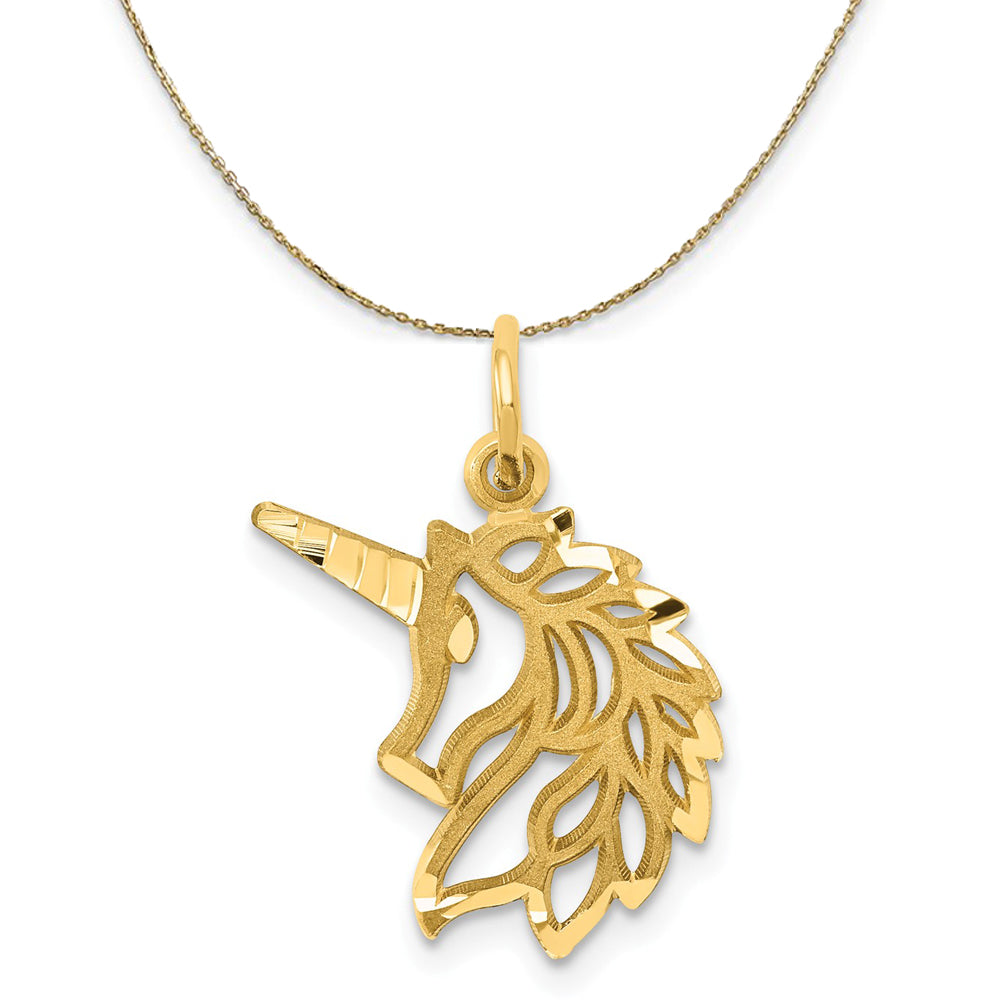 14k Yellow Gold Unicorn Head Silhouette Necklace, Item N20195 by The Black Bow Jewelry Co.