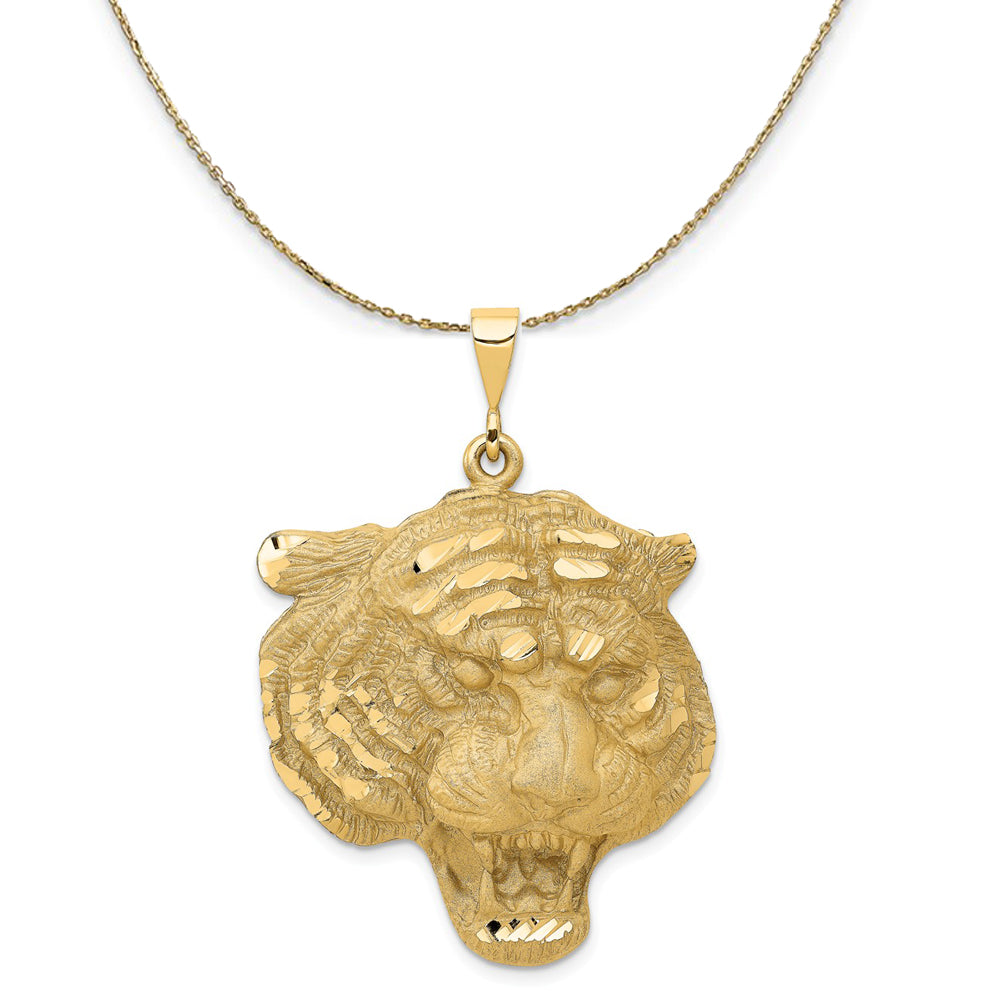 14k Yellow Gold Large Tiger's Head Necklace, Item N20200 by The Black Bow Jewelry Co.