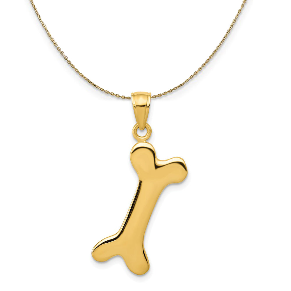 14k Yellow Gold Large Polished Dog Bone Necklace, Item N20213 by The Black Bow Jewelry Co.