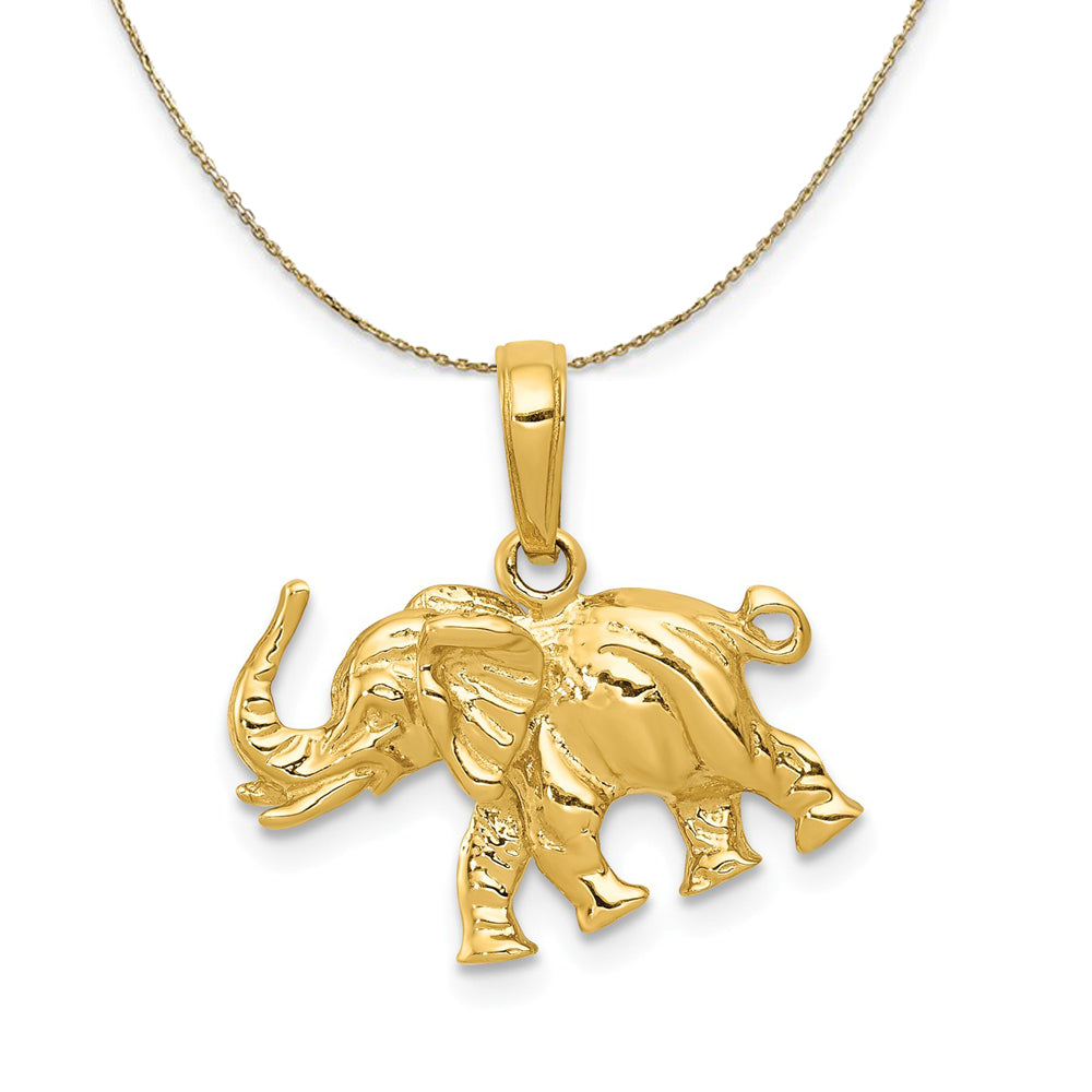 14k Yellow Gold Satin Elephant Profile Necklace, Item N20214 by The Black Bow Jewelry Co.