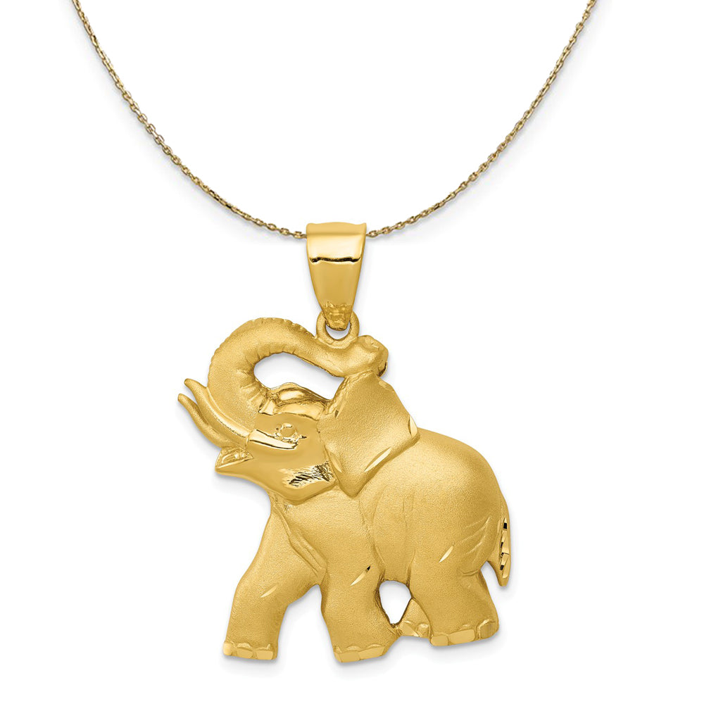 14k Yellow Gold Large Trumpeting Elephant Necklace, Item N20215 by The Black Bow Jewelry Co.