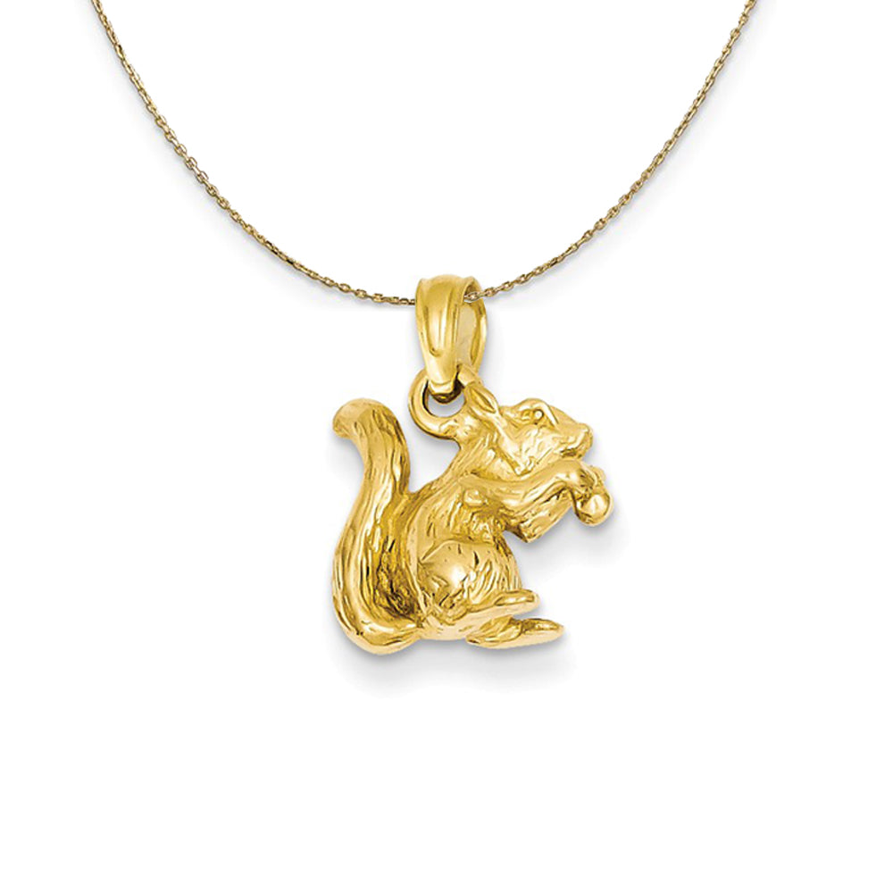 14k Yellow Gold Squirrel with Nut Necklace, Item N20217 by The Black Bow Jewelry Co.