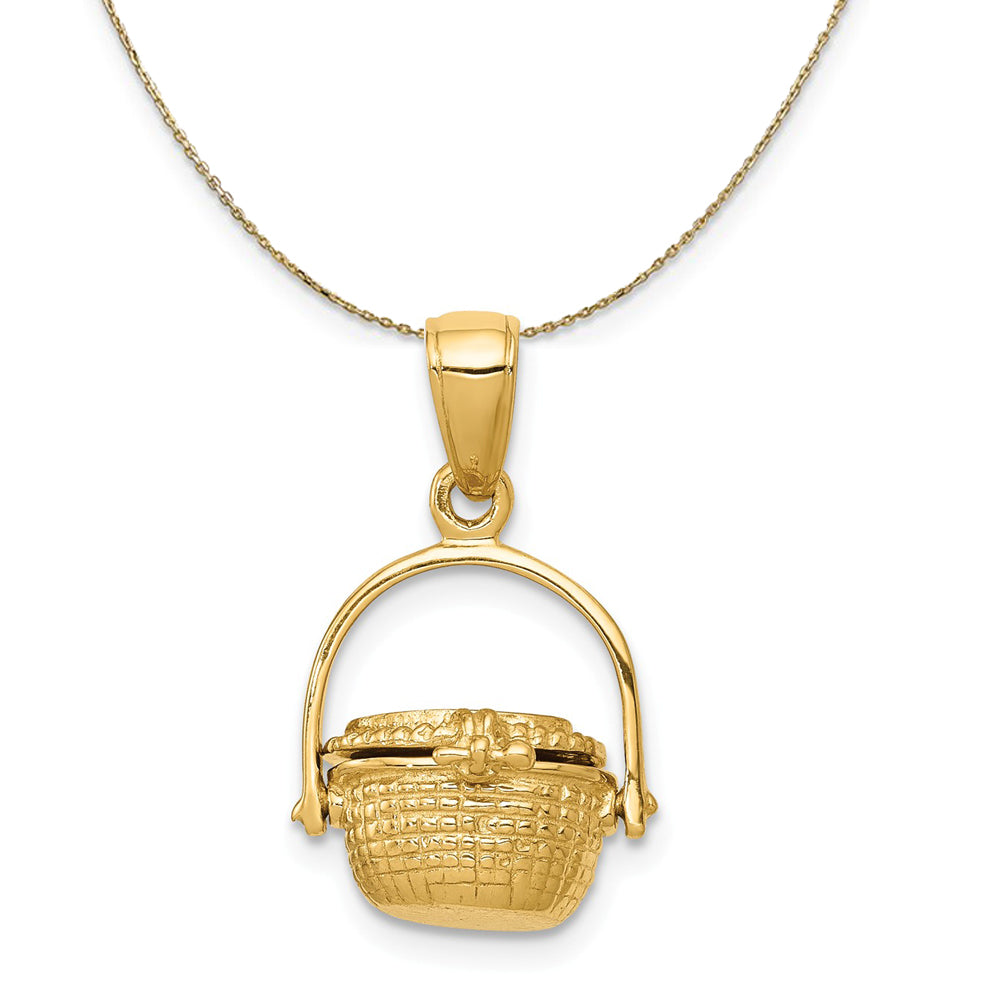 14k Yellow Gold Nantucket Basket Necklace, Item N20231 by The Black Bow Jewelry Co.